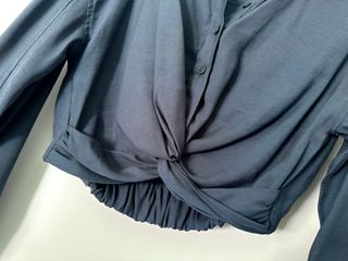 Camisa Zara Cropped Azul XS Nudo Mujer