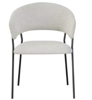 4 Sillas Comedor Beige/Negro Tela/Metal