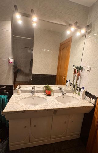 Mueble baño doble seno mármol y espejo