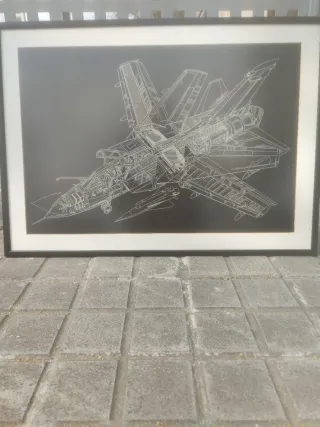 Cuadro Avión Caza con Marco