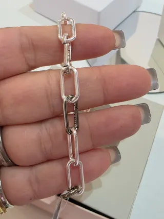 Pulsera Pandora Perlas y Eslabones Plata