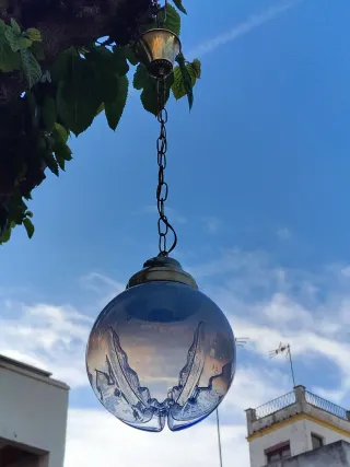 Lampara Farol vintage globo Mazzega color azul