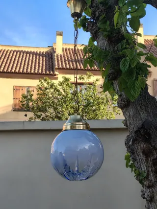 Lampara Farol vintage globo Mazzega color azul