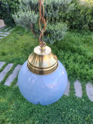 Lampara Farol vintage globo Mazzega color azul