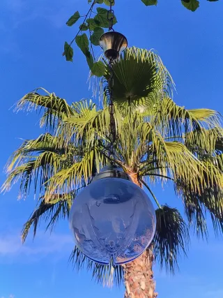 Lampara Farol vintage globo Mazzega color azul