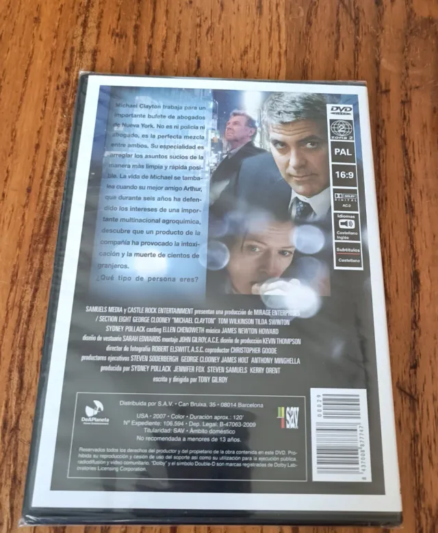 DVD Michael Clayton George Clooney Español,Inglés