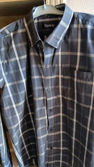 Camisa Topway cuadros gris y blanco