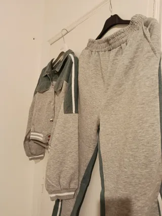 Conjunto Moncler cinza e verde M