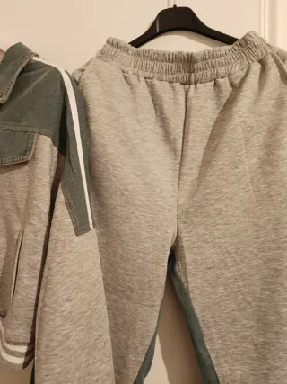 Conjunto Moncler cinza e verde M