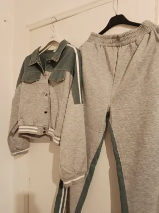 Conjunto Moncler cinza e verde M