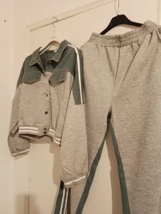 Conjunto Moncler cinza e verde M