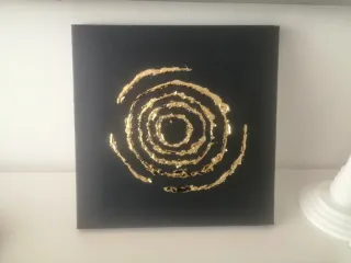 Set di 3 quadri astratti nero e oro