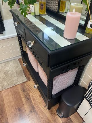 Mueble auxiliar madera y cristal