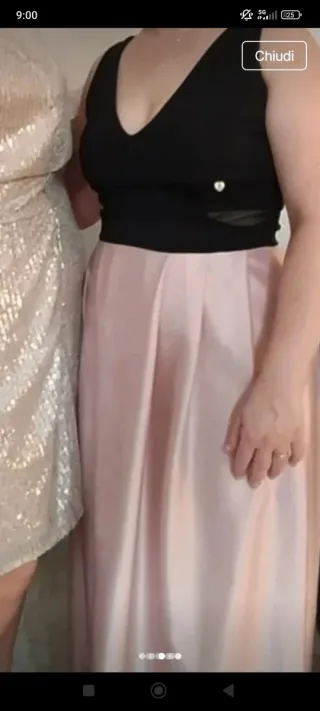 Abito lungo Rinascimento nero e rosa