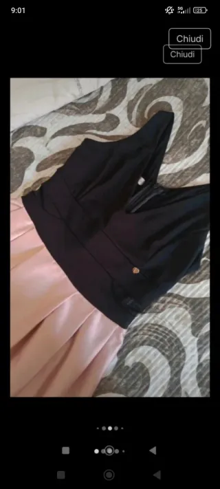 Abito lungo Rinascimento nero e rosa