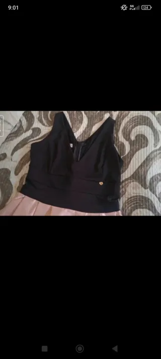 Abito lungo Rinascimento nero e rosa