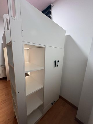 Litera blanca con escritorio y armario