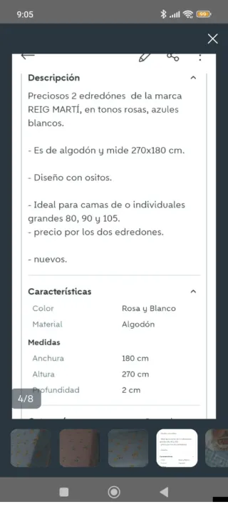 2 Cubiertas Rosa/ azul Reig Martí Cama 80/90/105