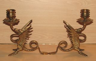 Par candelabros porta velas Francia dragón fénix