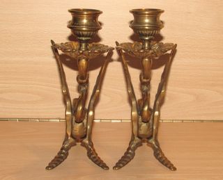 Par candelabros porta velas Francia dragón fénix