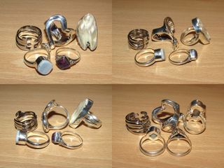 Lote anillos sortijas 4 plata ópalo y 5 bisutería
