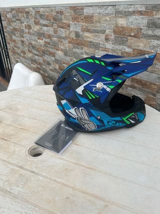 Casco Moto Cross Azul y Verde