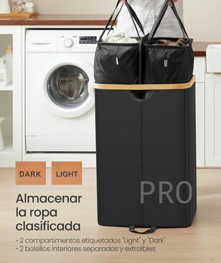 Cesto de ropa sucia de 2 compartimentos