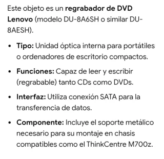Grabador DVD/CD Lite-On DU-8AESH