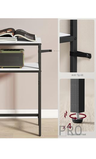 Mesa consola, mesa auxiliar estrecha de 2 niveles