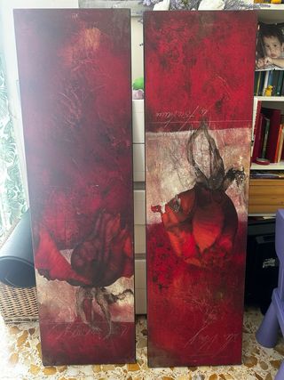 Coppia quadri rose rosse 137 cm