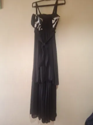 Vestido largo graduación negro y blanco