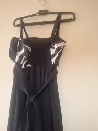 Vestido largo graduación negro y blanco