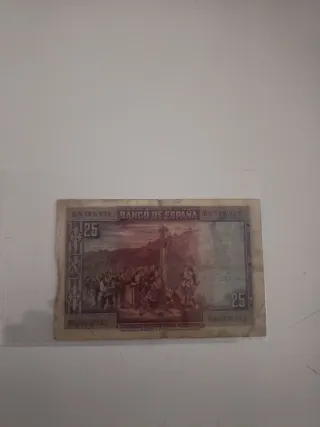 Billete 25 Pesetas España 1928.Resello Arriba Esp.