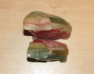 Par búhos artesanía piedra tallada ágata mármol