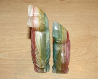 Par búhos artesanía piedra tallada ágata mármol
