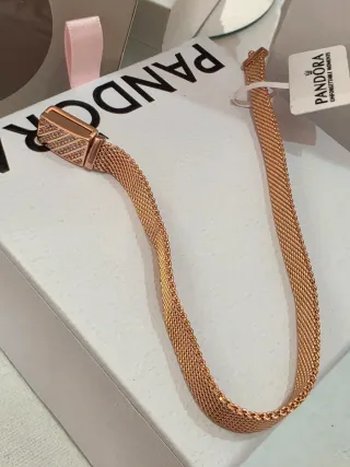 Pulsera Pandora Oro 14k Chapado Malla