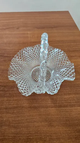 Cestino in vetro con manico, vintage