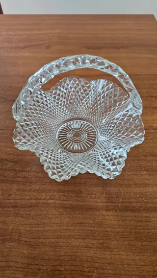 Cestino in vetro con manico, vintage