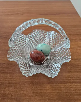 Cestino in vetro con manico, vintage