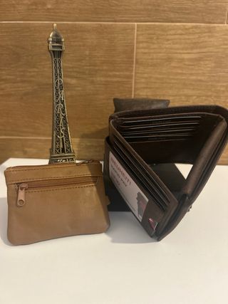 Cartera Dolohin Piel y Monedero Marrón