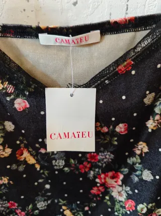 Blusa de tirantes terciopelo floral encaje talla L