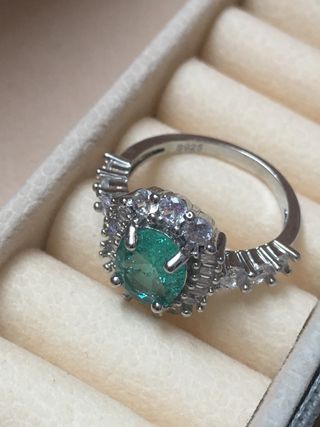 Anillo Plata 925 con Piedra Verde