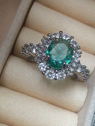 Anillo Plata 925 con Piedra Verde