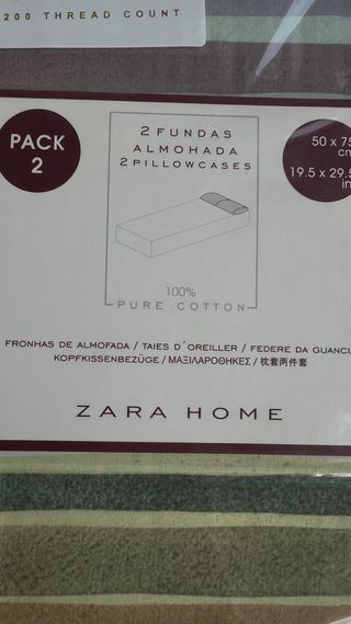 2 Fundas Almohada “Zara Home” Algodón Percale