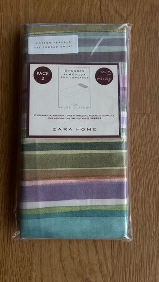 2 Fundas Almohada “Zara Home” Algodón Percale
