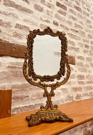 Espejo de mesa antiguo dorado