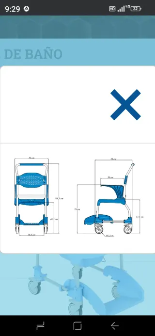 Silla ducha e inodoro MOEM azul