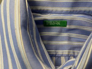 Camicia da uomo a righe blu e bianche - Benetton