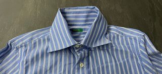 Camicia da uomo a righe blu e bianche - Benetton