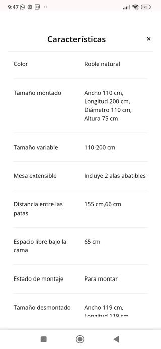 Mesa SIN PATAS JYSK Marstrand extensible